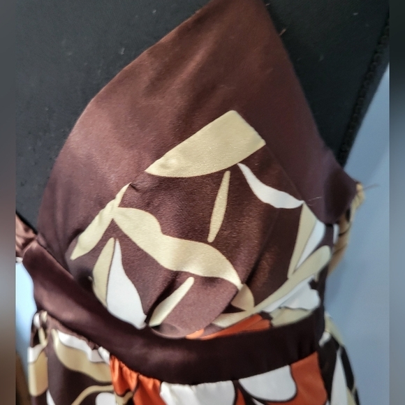 Vntg Heart Soul 90's Floral Print Satin Dress  Small Brown - Picture 2 of 14